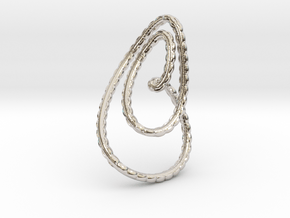 Textured loop pendant necklace in Rhodium Plated Brass