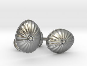 Shell Cufflinks in Natural Silver