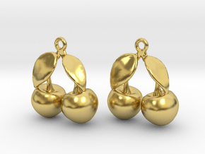 The Cherry Earrings in Polished Brass
