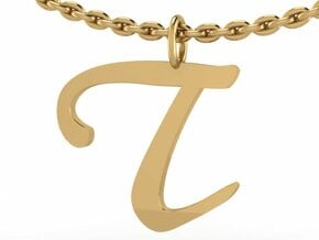 T Classic Script Initial Pendant in Polished Silver