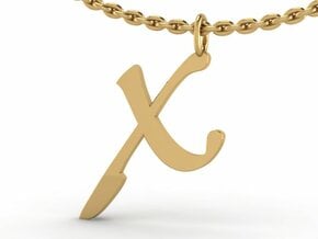 X Classic Script Initial Pendant in Polished Silver