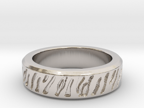 Tiger stripe ring multiple sizes in Rhodium Plated Brass: 5 / 49