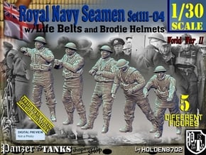 1/30 Royal Navy Seamen Set111-04 in White Natural Versatile Plastic