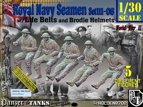 1/30 Royal Navy Seamen Set111-06 in White Natural Versatile Plastic