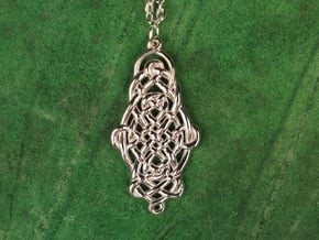 Raindrop Celtic Knot Pendant 40mm in Polished Silver