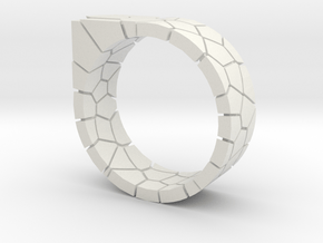 Generative Voronoi Ring 01 in White Natural Versatile Plastic