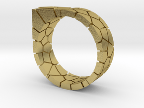 Generative Voronoi Ring 01 in Natural Brass