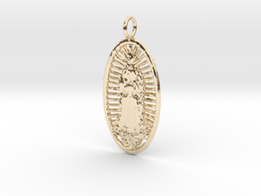 Virgin Mary Pendant in 14k Gold Plated Brass