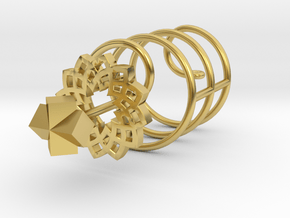 spiral flower earring/pendant in Polished Brass (Interlocking Parts)