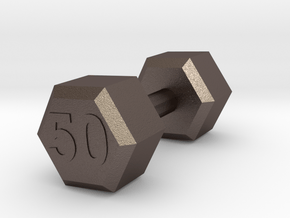 dumbbell 50 weight in Polished Bronzed-Silver Steel