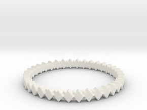 Rhombus Double Layer Band Ring in White Premium Versatile Plastic: 4 / 46.5