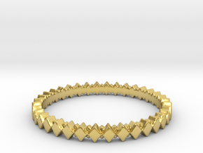Rhombus Double Layer Band Ring in Polished Brass: 4 / 46.5