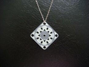 Square Pendant or Charm - Suspended Coin in Natural Silver