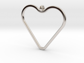 Heart_necklace 1 v1 in Rhodium Plated Brass: Medium