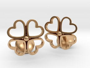 Floral Heart Cufflinks in Polished Bronze