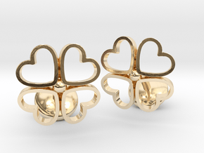 Floral Heart Cufflinks in 14k Gold Plated Brass