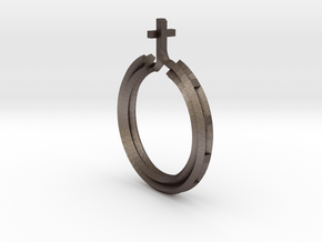 Rosary Ring in Polished Bronzed-Silver Steel
