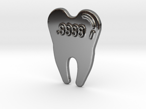 Gold Tooth Pendant in Fine Detail Polished Silver