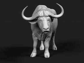 Cape Buffalo 1:22 Standing Male 4 in White Natural Versatile Plastic