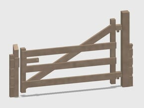 Wood Gate - L-Out Swing - Barbed Wire in White Natural Versatile Plastic: 1:87 - HO