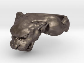 Panther Ring in Polished Bronzed-Silver Steel: 4 / 46.5