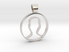 User face [pendant] in Rhodium Plated Brass