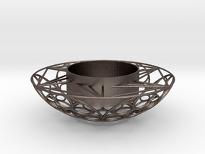 Round Tealight Holder in Polished Bronzed-Silver Steel