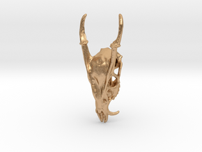 Muntjac Skull Pendant, Dragon Skull Pendant in Natural Bronze