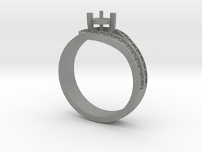 Elegant ring with curved halo in Gray PA12