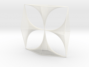 Shape Wired Parabolic Curve Art  Clover Square BV1 in White Processed Versatile Plastic