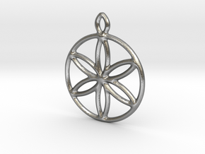 Flower of Life with Built-in Loop (v1) in Natural Silver