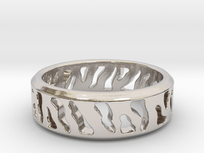 Tiger Stripe Ring in Rhodium Plated Brass: 5 / 49