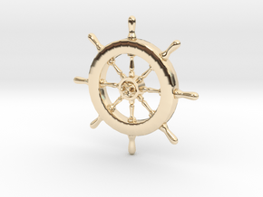 Pirate Ship Wheel Pendant in 14k Gold Plated Brass