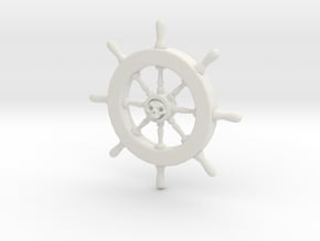 Pirate Ship Wheel Pendant in White Natural Versatile Plastic