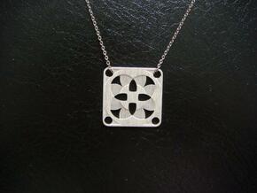 Square Pendant or Charm - Four Fountains in Natural Silver