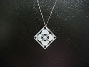 Square Pendant or Charm - Four Petals Bound in Natural Silver