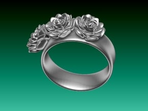 Tiny 3 Rose ring (plastic print only - no silver) in White Processed Versatile Plastic