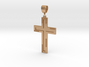 Cross with diamond in Natural Bronze