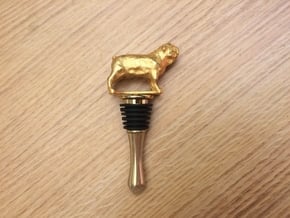 Bulldog Wine Bottle Stopper in Polished Gold Steel
