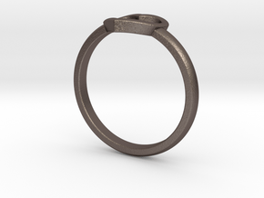 Simple open heart ring in Polished Bronzed-Silver Steel