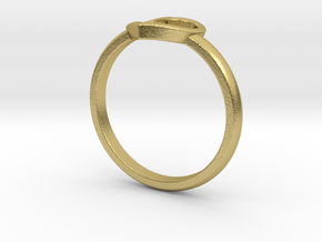 Simple open heart ring in Natural Brass