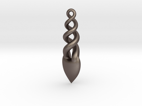 Twist Heart Unity Pendant in Polished Bronzed-Silver Steel