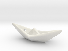 Paper ship pendant in White Natural Versatile Plastic