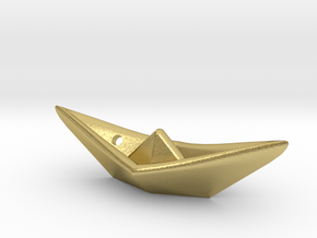 Paper ship pendant in Natural Brass