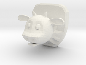 Mounted Cow Head in White Natural Versatile Plastic
