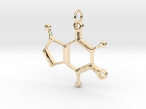 Caffeine Molecule Pendant in 14K Yellow Gold