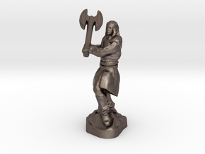Human Blood Hunter with Battle axe in Polished Bronzed-Silver Steel