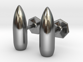 7.62 x 39mm Projectile Cufflinks in Polished Silver