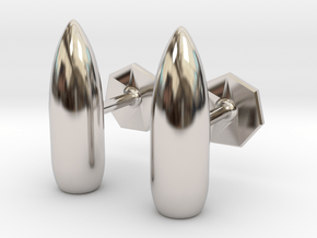 7.62 x 39mm Projectile Cufflinks in Rhodium Plated Brass