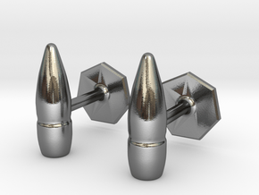 5.56 x 45mm Projectile Cufflinks in Polished Silver